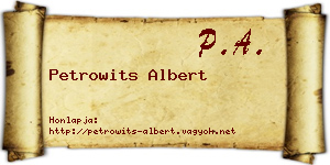 Petrowits Albert névjegykártya